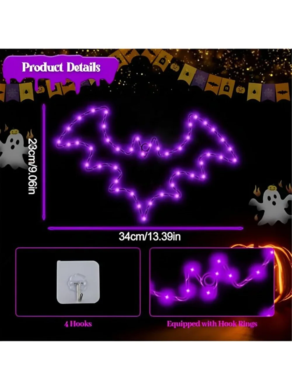 Halloween Window Lights, 2 Pack LED Waterproof Timer Indoor Decor